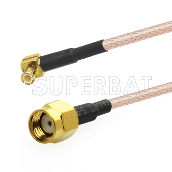 Reverse Polarity SMA Male to MCX Plug Right Angle Cable Using RG316