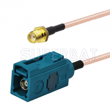 SMA Female to Water Blue FAKRA Jack Cable Using RG316 Coax