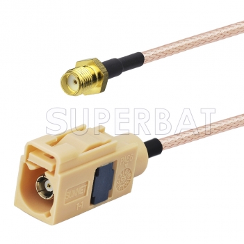 SMA Female to Beige FAKRA Jack Cable Using RG316 Coax