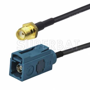 SMA Female to Water Blue FAKRA Jack Cable Using RG174 Coax