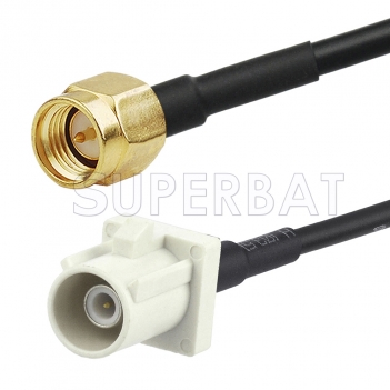 SMA Male to White FAKRA Plug Cable Using RG174 Coax