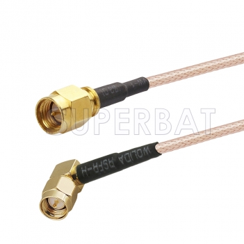 SMA Male to SMA Male Right Angle Cable Using RG142 Coax