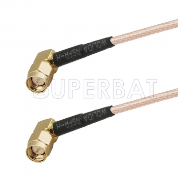 SMA Male Right Angle to SMA Male Right Angle Cable Using RG142 Coax, RoHS