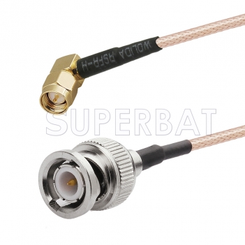 SMA Male Right Angle to BNC Male Cable Using RG142 Coax