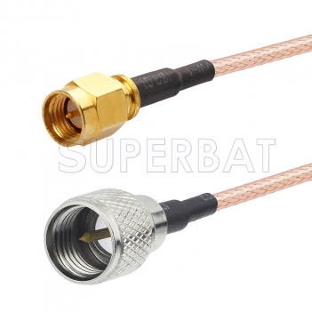 SMA Male to Mini UHF Male Cable Using RG142 Coax