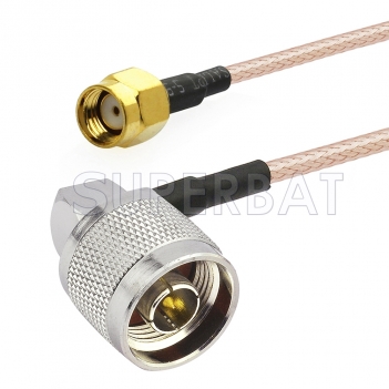 Reverse Polarity SMA Male Right Angle to N Male Cable Using RG400 Coax