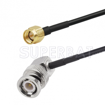 SMA Male to BNC Male Right Angle Cable Using KSR195 Coax