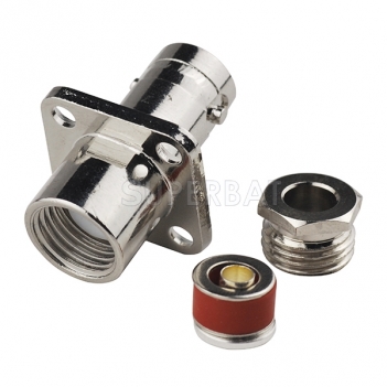 BNC Jack Female Connector Straight 4 Hole Flange Clamp LMR-195