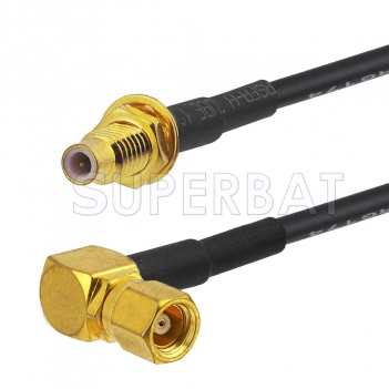 SMC Plug Right Angle to SMC Jack Bulkhead Cable Using RG174 Coax