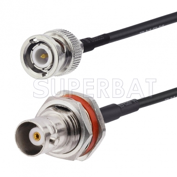 BNC Male to BNC Female Bulkhead Cable Using RG174 Coax