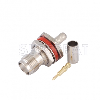 RP TNC Jack with Male pin Connector Straight Bulkhead With O-Ring Crimp LMR-195