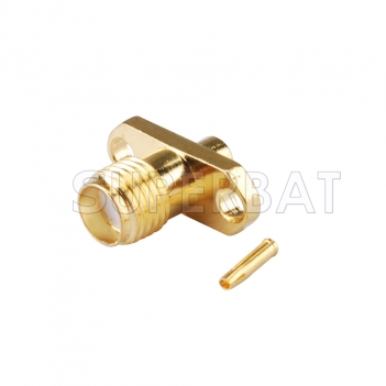 SMA Female 2 Hole Flange Straight Connector for Semi-Rigid 0.086" RG405 Cable