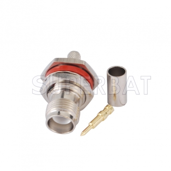 RP TNC Jack with Male pin Connector Straight Bulkhead With O-Ring Crimp LMR-195