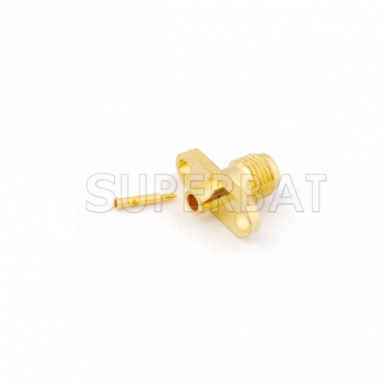RP SMA Jack Male Straight 2 Hole Flange Connector for Semi-Rigid .086" RG405 Cable