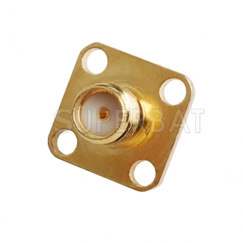 SMA 4 Hole Flange Female Connector Straight for Semi-Rigid 0.086" RG405 Cable