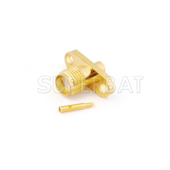 RP SMA Jack Male Straight 2 Hole Flange Connector for Semi-Rigid .086" RG405 Cable