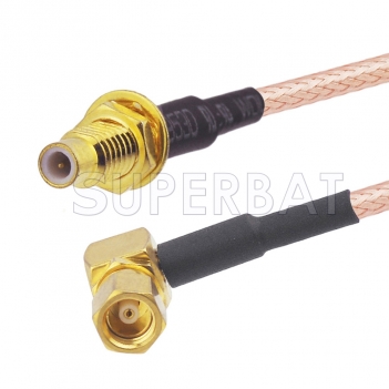 SMC Plug Right Angle to SMC Jack Bulkhead Cable Using RG178 Coax