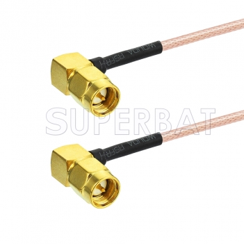 SMA Male Right Angle to SMA Male Right Angle RG178 WiFi Antenna Adapter Coaxial Pigtail Cable