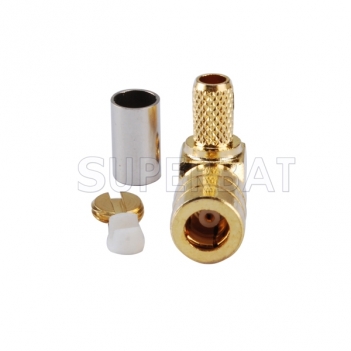 SMB Female Plug Right Angle Crimp Coaxial Connector for RG58 LMR195 Cable