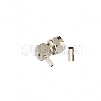 F Plug Male Connector Right Angle Crimp RG179