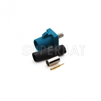Superbat Fakra "Z" crimp male plug connector Water Blue /5021 Neutral coding for RG316