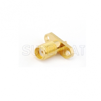 SMA Female Jack Straight 2 Hole Flange Solder Pin Connector