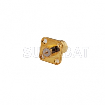 SMA Plug Male 4 Hole Flange Panel Straight Solder PCB Connector