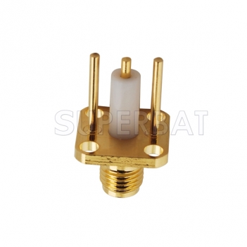 Customized type SMA Jack Female Straight 4 Hole Flange Connector with exposed insulator and long pin