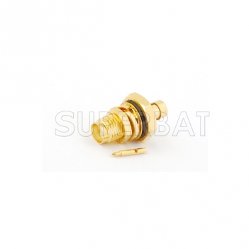 RP SMA Jack Male Straight Bulkhead O-Ring Solder Connector for Semi-Rigid .141" RG402 Cable