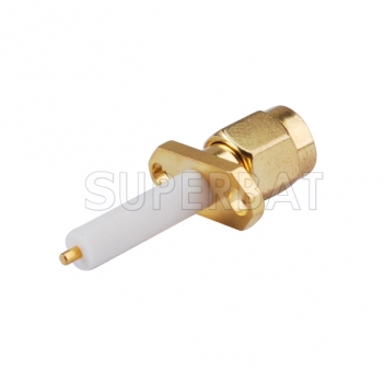 SMA Male 2 Hole Flange Plug Straight Solder Connector with long insulator