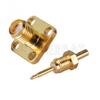 RP SMA Jack Male Panel Mount 4 Hole Flange Connector for 1.13mm cable