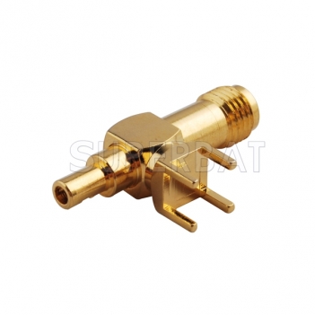 Gold plated SMA Female Jack Right Angle PCB Mount Connector for 1.13 Cable