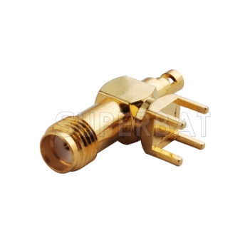 Gold plated SMA Female Jack Right Angle PCB Mount Connector for 1.13 Cable