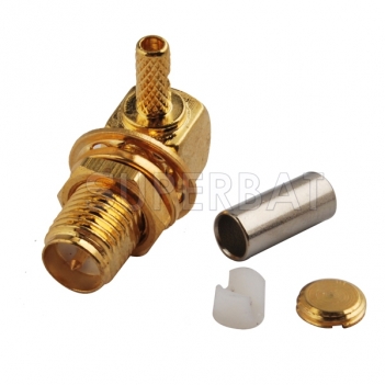 RP SMA Jack Male Right Angle Crimp Connector for RG174 RG316