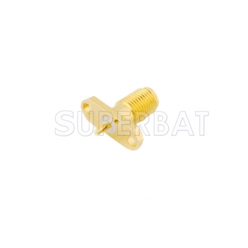 SMA Female Jack Straight 2 Hole Flange Solder Pin Connector