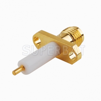 SMA Female 2 Holes Panel Flange Receptacle Connector with long insulator solder post