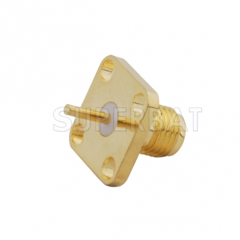 RP SMA Jack Male Straight 4 Hole Flange PCB Solder Connector