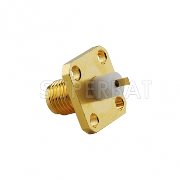 Customized Type SMA Female 4 Hole Flange Straight Solder Connector