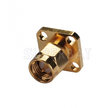 SMA Male 4 Hole Flange Plug Solder Connector with external insulator