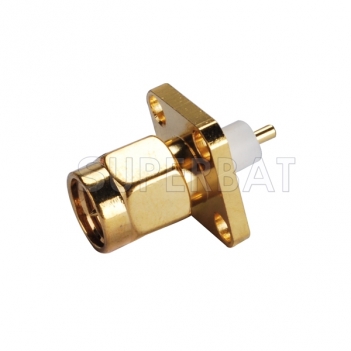 SMA Male 4 Hole Flange Plug Solder Connector with external insulator