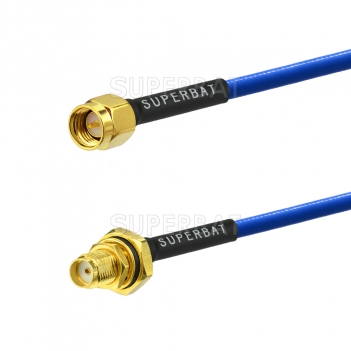 RF Semi Rigid Cable .141 Blue Jacket with SMA Male to SMA Bulkhead