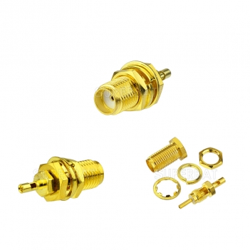 SMA Jack Female Straight Bulkhead Connector with 15mm long thread Solder for 1.13mm cable