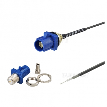1.13 cable blue Fakra with bulkhead plug for GPS antenna custom  cable assemblies