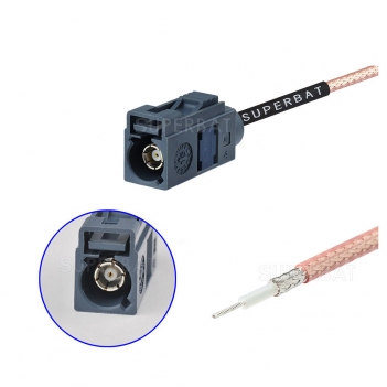 Fakra G jack straight SMB connector with RG316 cable to Custom Fakra connector