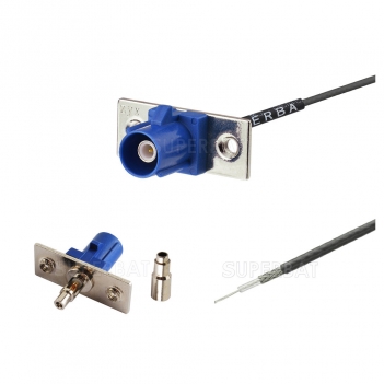 1.13 cable blue Fakra with panel plug with two hole custom  cable assemblies for GPS Telematics Narigation
