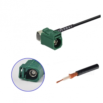 Diversity antenna Right angle jack green Fakra for RG174 custom cable assemblies