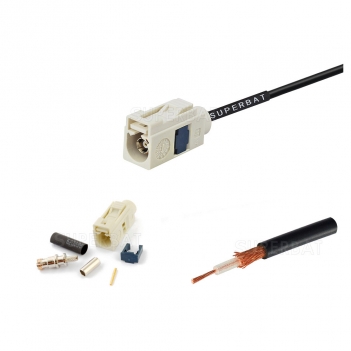 Interface cable,straight jack (white) for RG174 custom cable assemblies