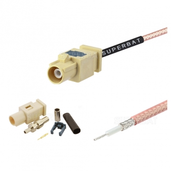 Fakra crimp plug connector white /9005 for RG316 RG174 LMR100 Custom RF Cable Assembly