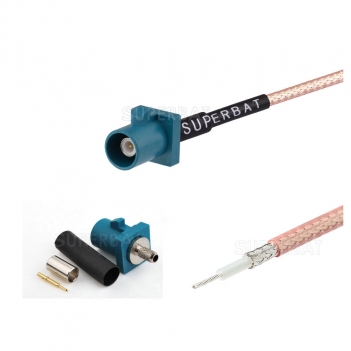 Fakra crimp plug connector for water Blue GPS telematics or navigation Fakra Neutral coding
