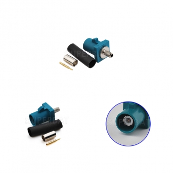 Superbat Fakra "Z" crimp male plug connector Water Blue /5021 Neutral coding for RG316